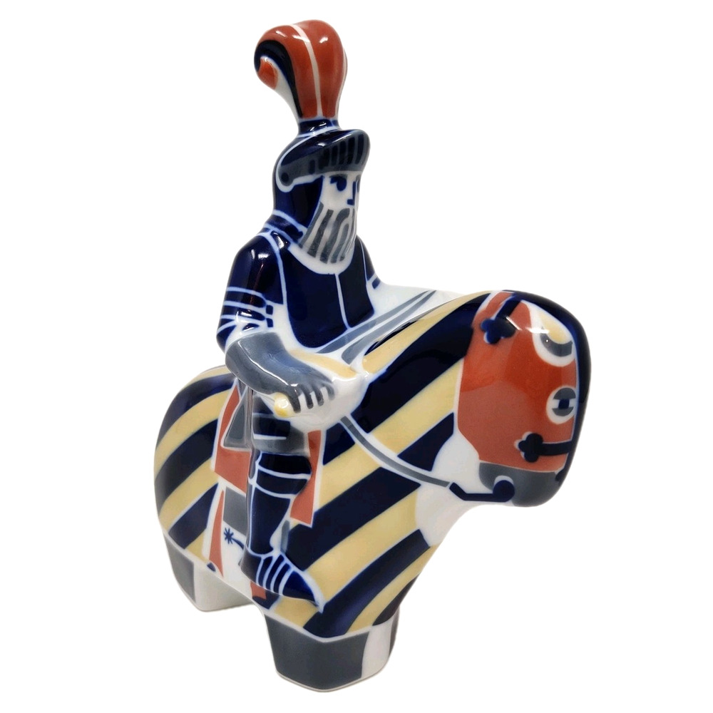 Sargadelos Porcelain Sculpture Knight on Horse w Sword Shield Modern Design Art